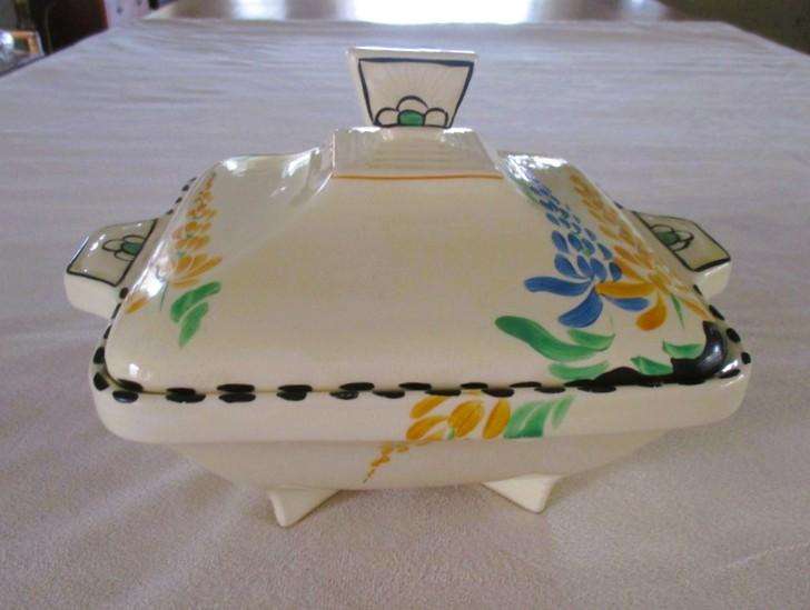 No.3 - Rare 1930's Art Deco Burleigh Ware Zenith dish/tureen with blue and yellow lupins