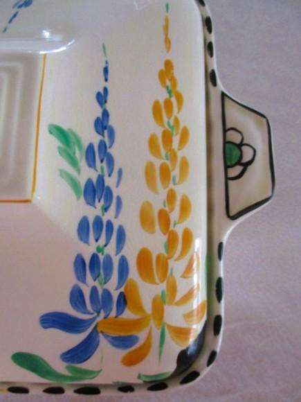 No.3 - Rare 1930's Art Deco Burleigh Ware Zenith dish/tureen with blue and yellow lupins