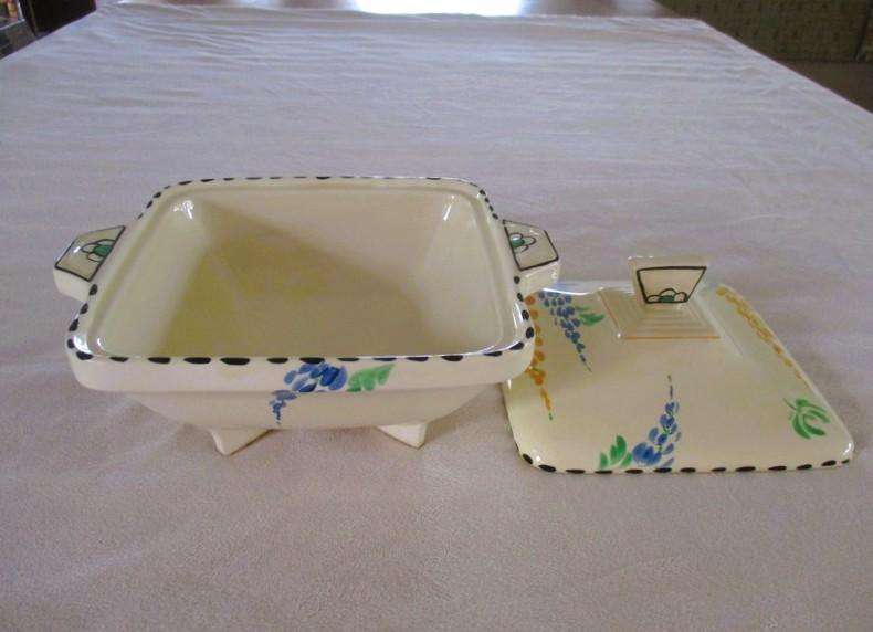 No.3 - Rare 1930's Art Deco Burleigh Ware Zenith dish/tureen with blue and yellow lupins
