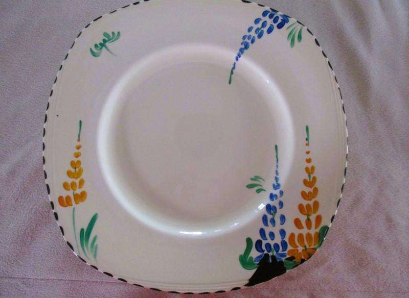 Set 1. - Rare 1930's Art Deco Burleigh Ware Zenith 16 piece dinner set  with blue and yellow lupins