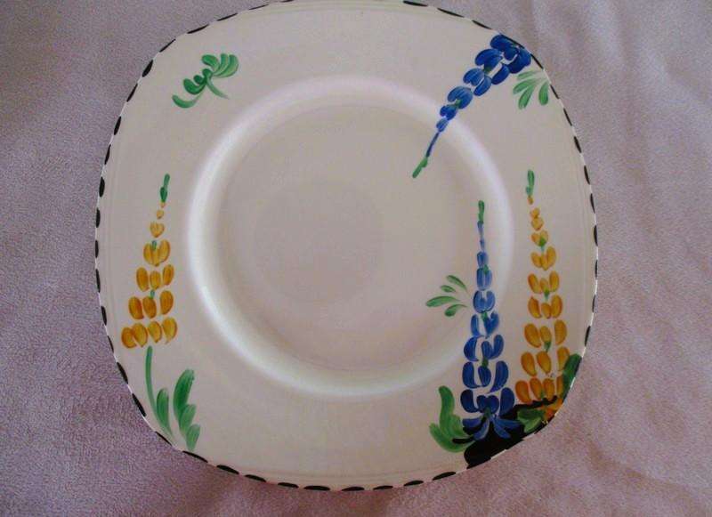 Set 2. - Rare 1930's Art Deco Burleigh Ware Zenith 16 piece dinner set  with blue and yellow lupins