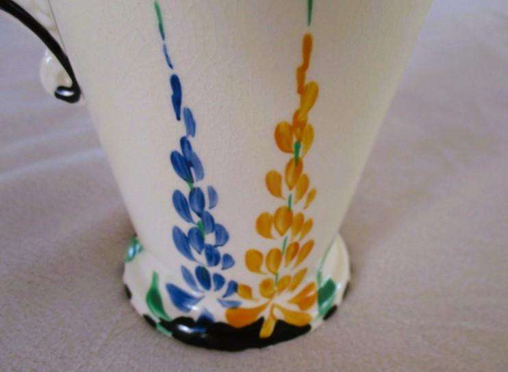 Rare 1930's Art Deco Burleigh Ware Zenith creamer/ milk jug with blue and yellow lupins