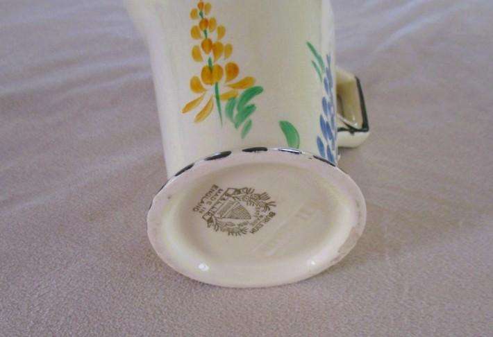 Rare 1930's Art Deco Burleigh Ware Zenith creamer/ milk jug with blue and yellow lupins