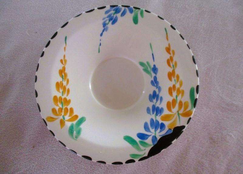 4 rare 1930's Art Deco Burleigh Ware Zenith small tea? coffee? cups & saucers - blue & yellow lupins