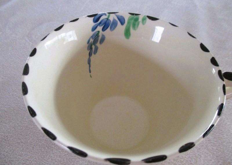 4 rare 1930's Art Deco Burleigh Ware Zenith small tea? coffee? cups & saucers - blue & yellow lupins