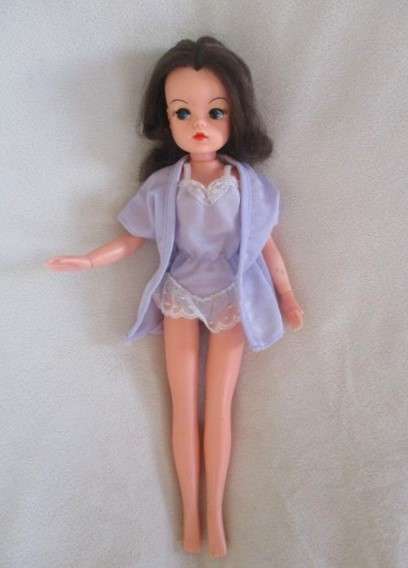 A vintage brunette Sindy doll in cute p.j. outfit