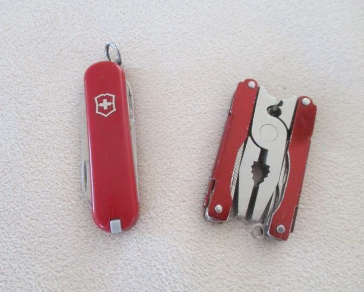 Small vintage Victorinox Swiss Army Knife plus other small fold-up tool gadget