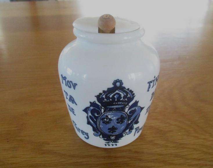Vintage/antique Dijon Mustard pot with wooden spoon