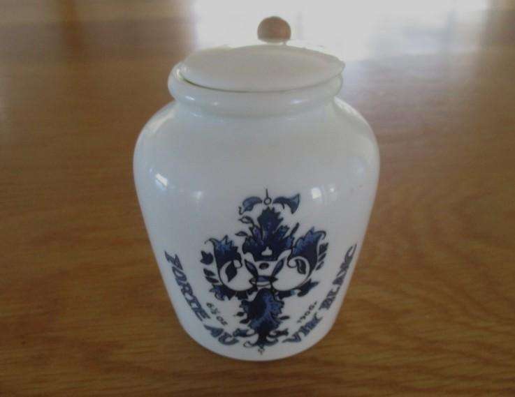 Vintage/antique Dijon Mustard pot with wooden spoon