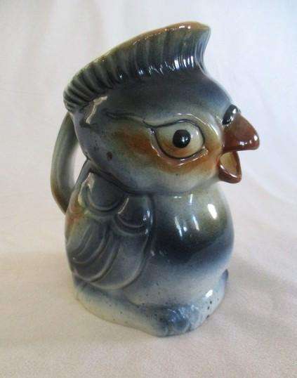 The cutest vintage glazed ceramic parrot jug - nice size