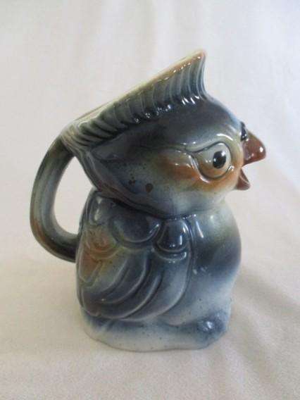 The cutest vintage glazed ceramic parrot jug - nice size