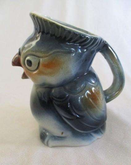 The cutest vintage glazed ceramic parrot jug - nice size