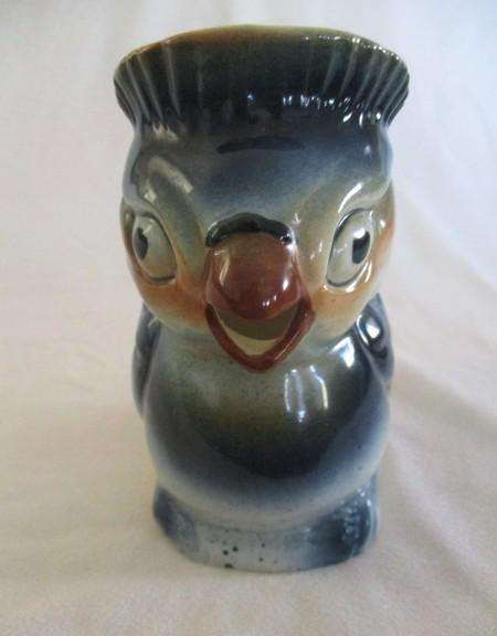 The cutest vintage glazed ceramic parrot jug - nice size