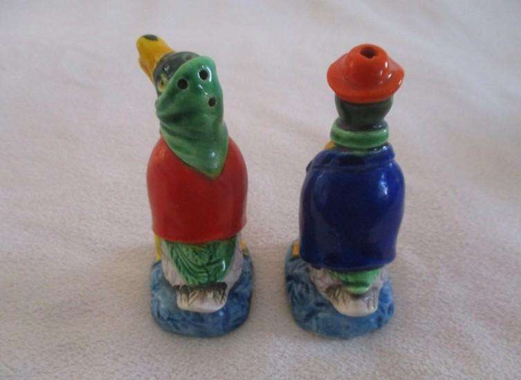 Collectable vintage Japanese hand painted Marutomoware salt & pepper cellars, preserve jar & spoon