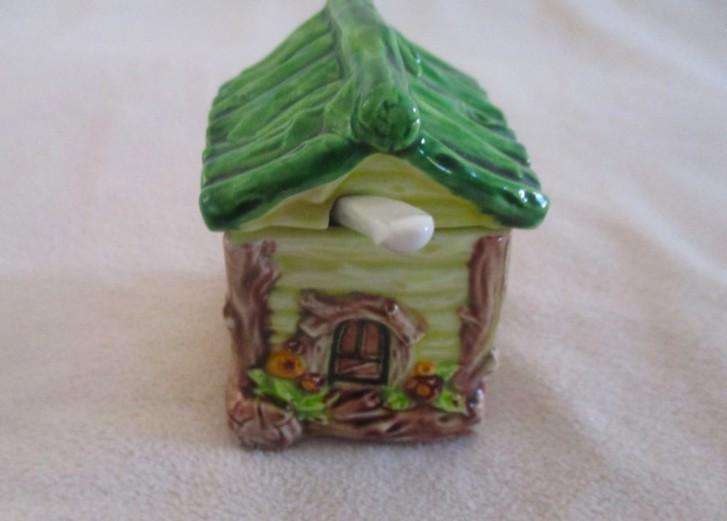 Collectable vintage Japanese hand painted Marutomoware salt & pepper cellars, preserve jar & spoon