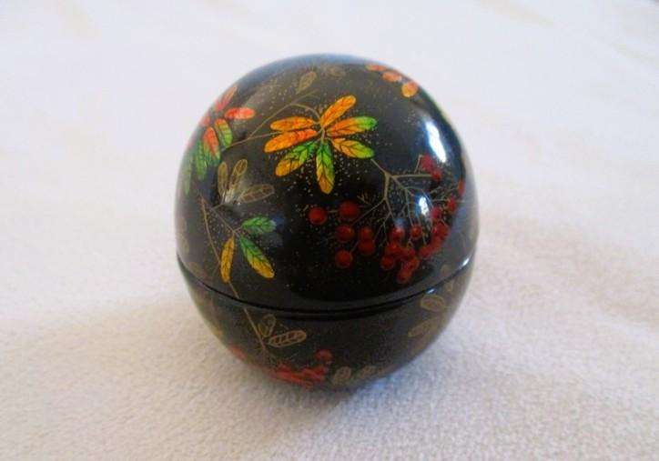 Pretty small hand painted and lacquered lined trinket box