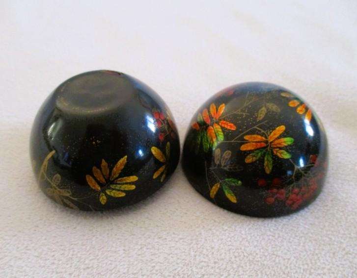 Pretty small hand painted and lacquered lined trinket box