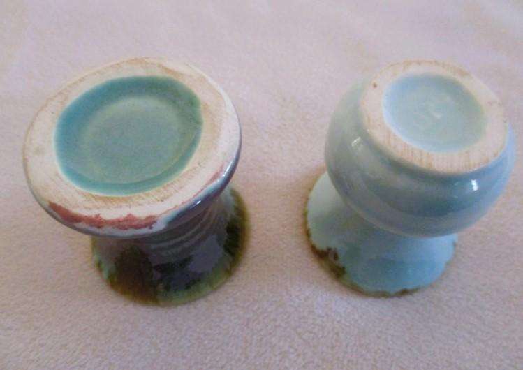 Four beautiful glazed ceramic small vases for single-flower displays