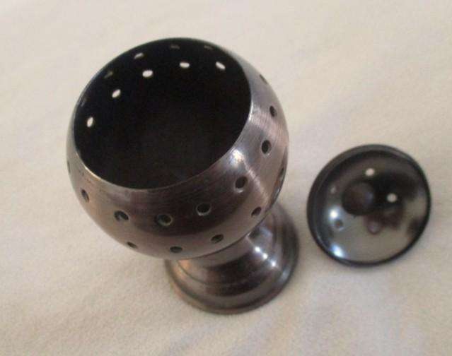 Small bronze tone metal incense burner