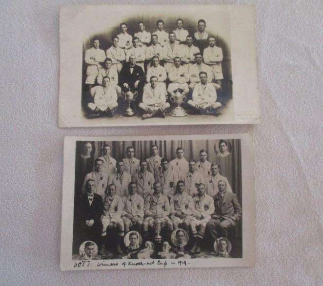 Rare! Antique 1919 photo postcard/s Ikey (UCT) rugby team- very first match between Ikeys & Maties