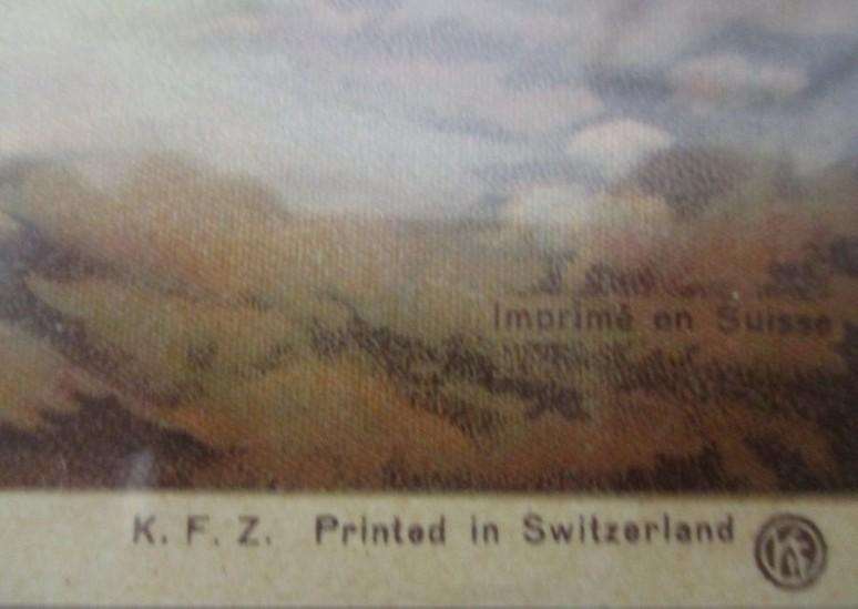 Vintage framed religious print of Holy Family printed in Switzerland - "S. Familia"