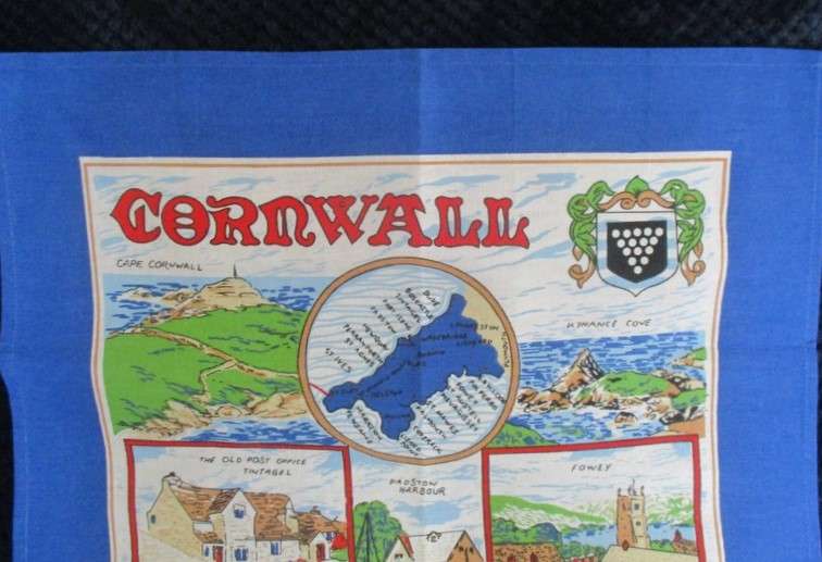 A large vintage pictorial cloth - Cornwall