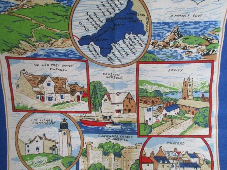A large vintage pictorial cloth - Cornwall
