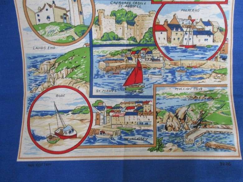 A large vintage pictorial cloth - Cornwall