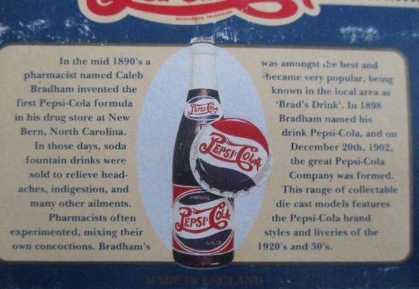 1. - Batch of eight very collectable Pepsi diecasts on card made in England by Lledo