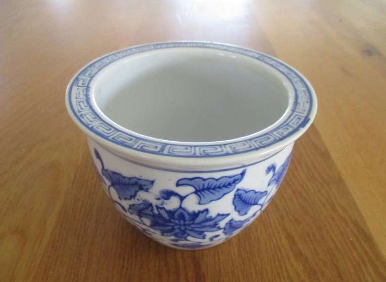 A pretty Chinese porcelain blue and white planter for your kitchen herbs