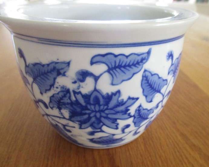 A pretty Chinese porcelain blue and white planter for your kitchen herbs