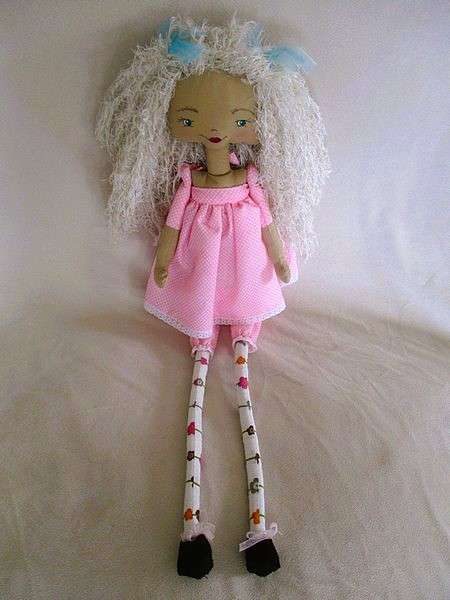 Cute vintage 1990's hand made rag doll/lap pop with Pippie Langkous look