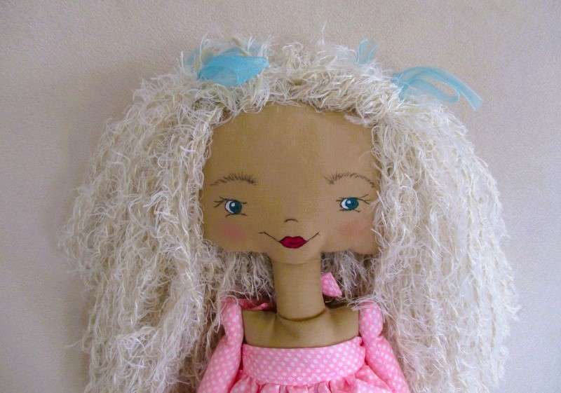 Cute vintage 1990's hand made rag doll/lap pop with Pippie Langkous look