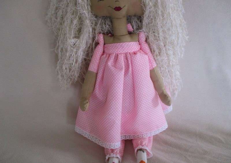 Cute vintage 1990's hand made rag doll/lap pop with Pippie Langkous look