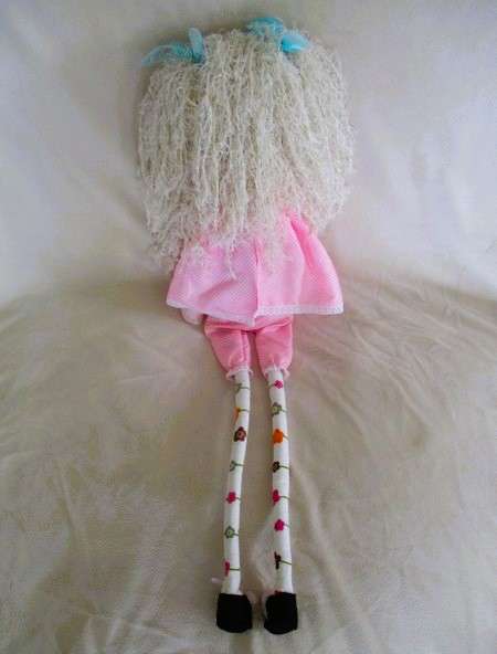 Cute vintage 1990's hand made rag doll/lap pop with Pippie Langkous look