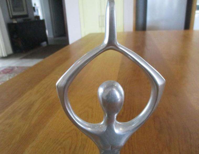 From India - two metal abstract art yoga statues