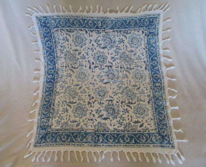 A beautiful vintage square hand blocked (natural dyed) Akhavan Iranian Ghalamkar cloth -signed