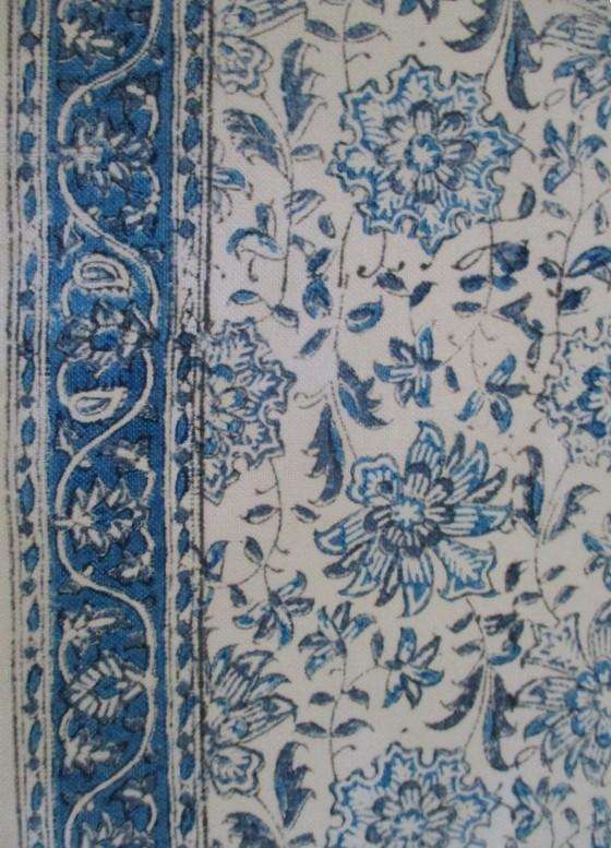 A beautiful vintage square hand blocked (natural dyed) Akhavan Iranian Ghalamkar cloth -signed