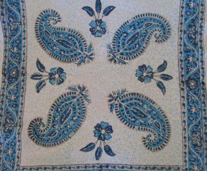 Two beautiful square hand blocked (natural dyed) Iranian Ghalamkar Tale cloths - paisley design