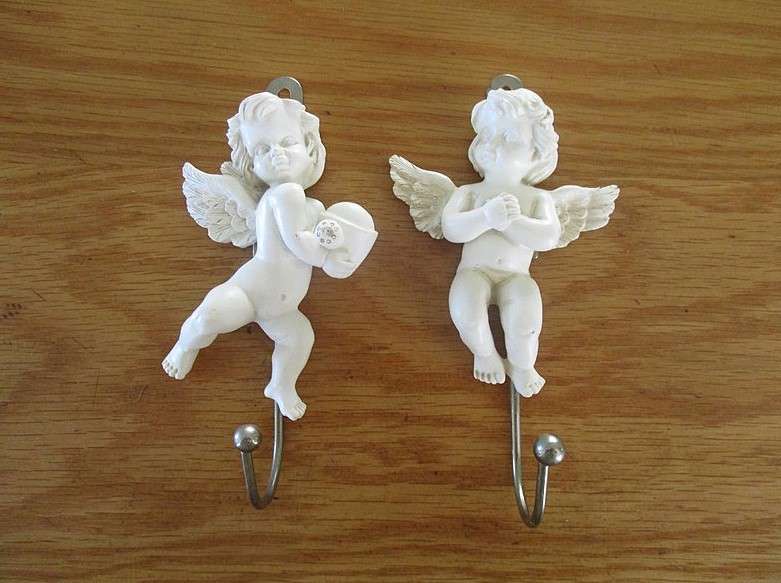 Two cute Cherub clothes hooks