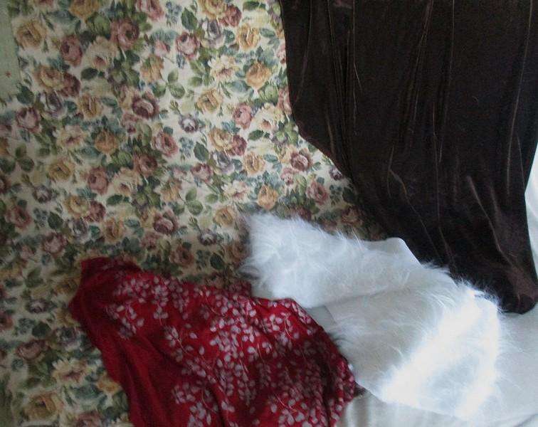 For the creative innovator - HUGE bag of fabrics to repurpose (including vintage real mink stole)