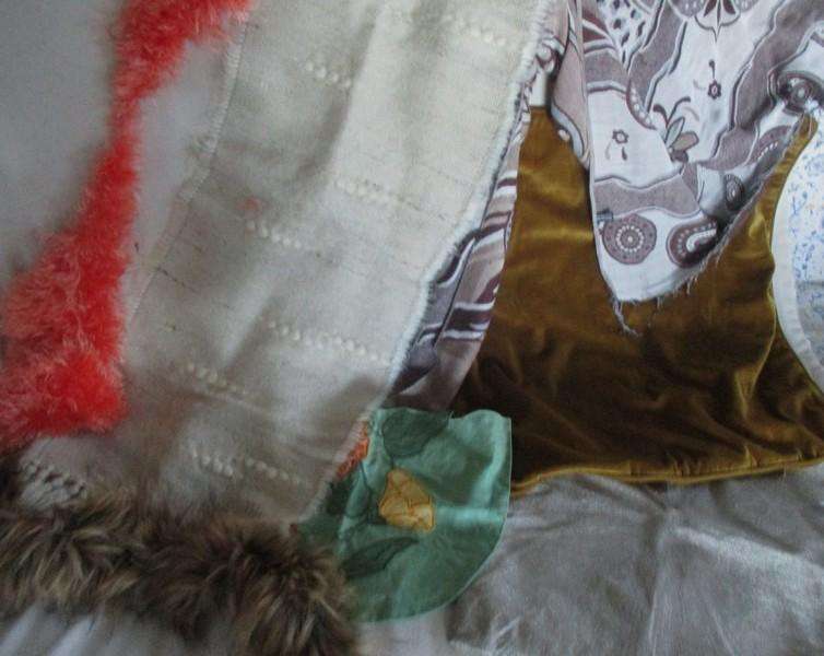 For the creative innovator - HUGE bag of fabrics to repurpose (including vintage real mink stole)