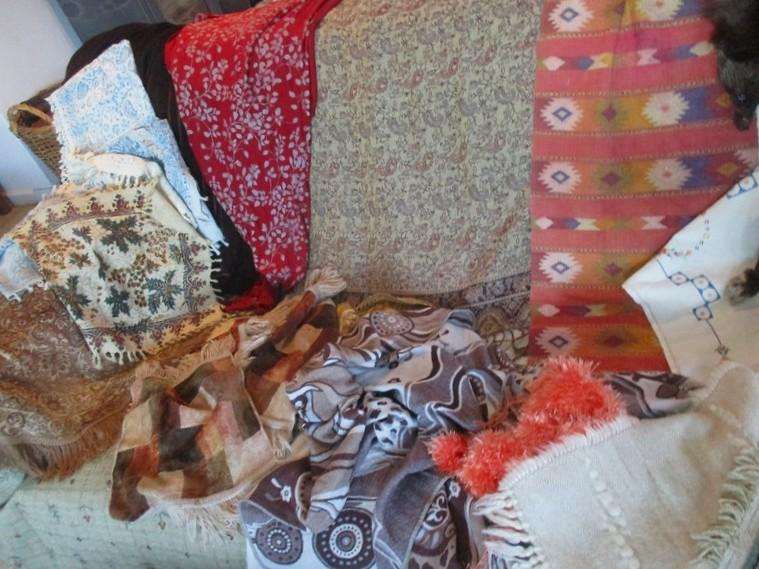 For the creative innovator - HUGE bag of fabrics to repurpose (including vintage real mink stole)