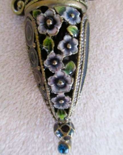 Vintage cloisonne enamel perfume flacon pendant - beautifully made with intricate detail