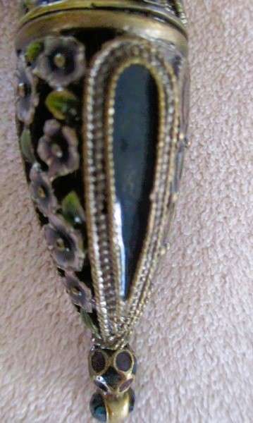 Vintage cloisonne enamel perfume flacon pendant - beautifully made with intricate detail