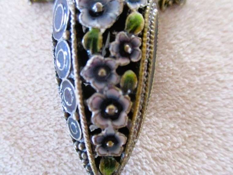 Vintage cloisonne enamel perfume flacon pendant - beautifully made with intricate detail