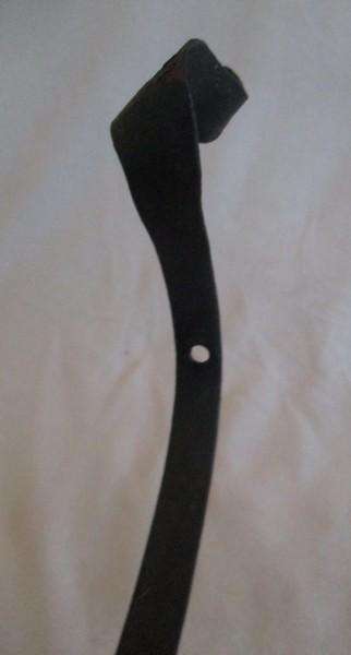 Three vintage black metal wall mount open scroll shaped hanging brackets