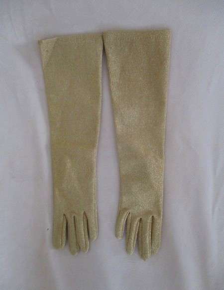 A pair of elegant gold long evening gloves -Dorelle antelope gloves