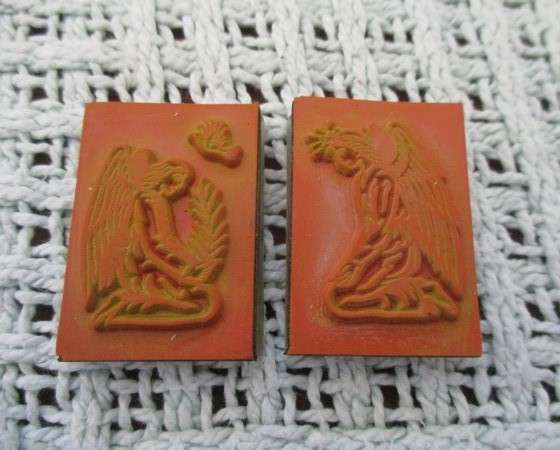 A box of twelve Angel blessing rubber stamps  with Archangel Michael base/applicator
