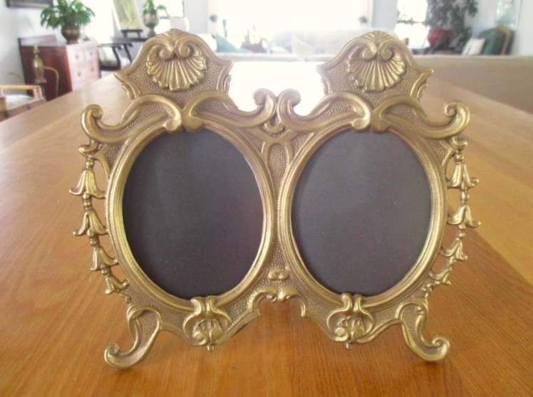Stunning vintage Art Nouveau solid brass double photo/picture frame